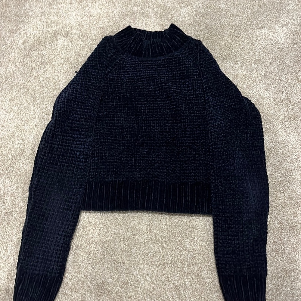 Divided Navy Blue Velvet Sweater WM S